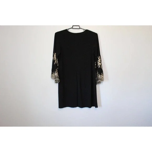 NWT MSK Bell Sleeve Shift Dress Black Gold Sleeve Women's Plus Size 1X H14730 - Picture 10 of 14